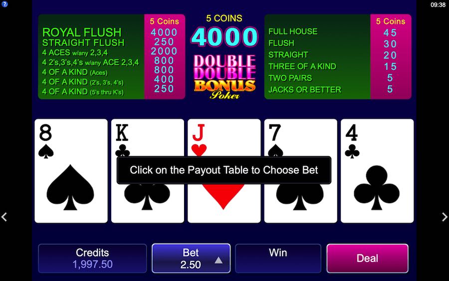 Royal Flushes Can Be Hit On Double Double Bonus Video Poker