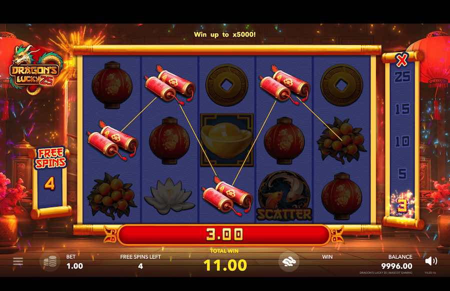 Dragon's Lucky 25 Slot Free Spins Feature 