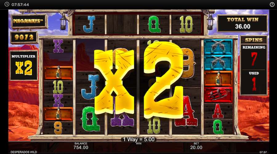 The Unlimited Multiplier Becomes Active During Sunset Free Spins On Desperados Wild Megaways™