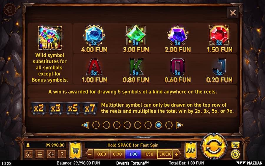 Paytable For Dwarfs Fortune Slot