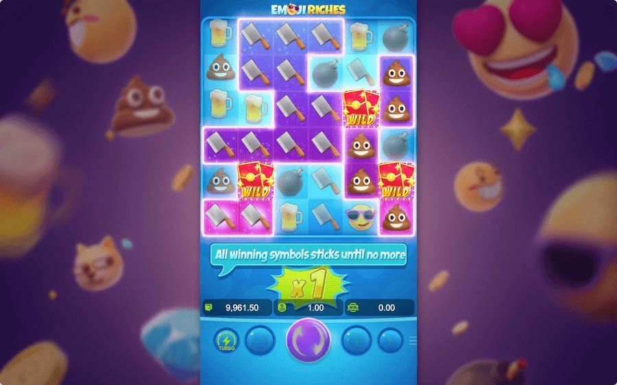 Play Across A 6x6 Reel Slot With The Cluster Pays Mechanic In Action On Emoji Riches Slot