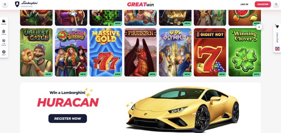 Greatwin Casino Has Made Quite A Splash Through Spectacular Promotions Like Its ‘win A Lamborghini Huracan’ Offer And Is One Of Estolio’s Most Popular Casino Brands. You’ll Find Support For Lots Of Languages, Including English, Finnish, German, Polish, And Spanish, And Many Banking Options. In Terms Of Games, Greatwin Carries Thousands Of Slots, Table, And Live Dealer Casino Titles, And It’s Also Got A Comprehensive Sportsbook Too.   Sign Up For A New Account At Greatwin Casino And You’ll Be Able To Enjoy A Bonus Worth 100% Up To €500 Plus 200 Free Spins. Of Course, There Are Lots Of Other Great Bonuses, Like Cashback, Reload, And Sports Offers Too.   Licensed In Curaçao Crypto-friendly Thousands Of Slots From Top Providers Live Dealer Games Sportsbook With Competitive Odds 24/7 Live Chat Support Generous Welcome Bonus