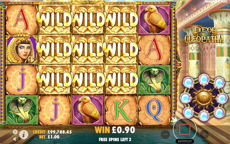 Landing 3 Or More Of The Scatter Symbols In View During The Base Game On Eye Of Cleopatra Video Slot Will Trigger The Free Spins Feature