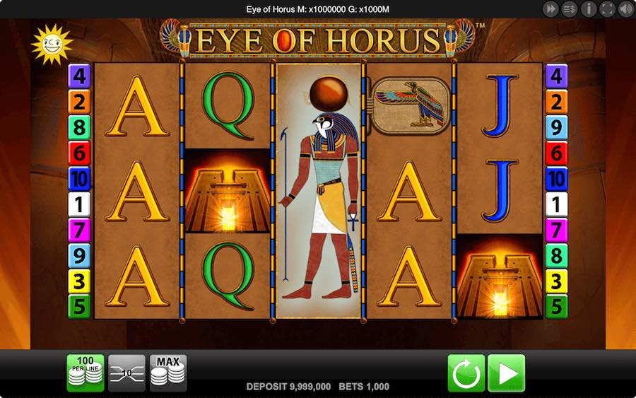 Play With 5 Reels, 10 Paylines, And Win Up To 500x Your Bet On Merkur Gaming's Eye Of Horus Online Slot