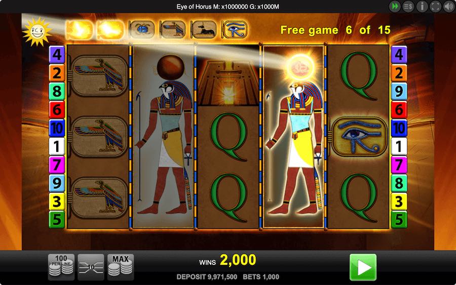 Land 3 Or More Scatter Symbols To Trigger The Free Spins Feature On Eye Of Horus Video Slot