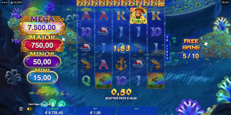 Play With Up To A 10x Multiplier During The Free Spins Feature On Fishin Bigger Pots Of Gold Video Slot