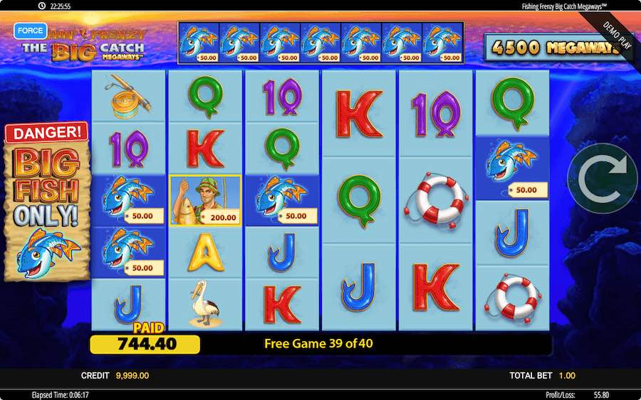 3 Or More Scatter Symbols Landing In View Will Trigger The Free Spins Feature On Fishin Frenzy The Big Catch Megaways Video Slot