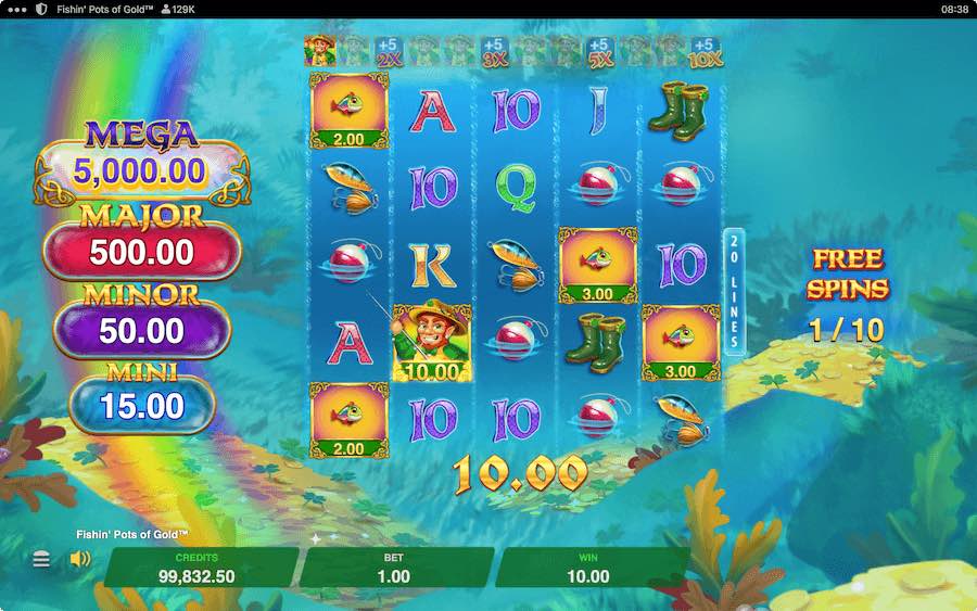 The Free Spins Feature Is Triggered On Fishin Pots Of Gold Video Slot When 3 Or More Scatter Symbols Land In View