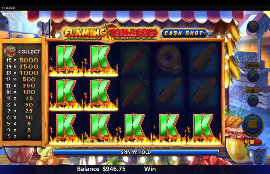 Flaming Tomatoes Cash Shot Slot Free Spins Feature