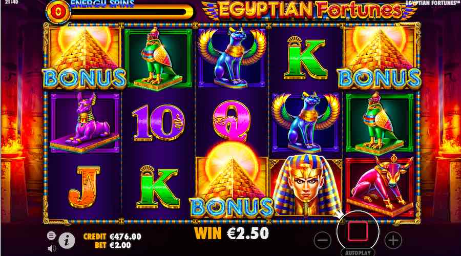 Landing 3 Scatter Symbols Will Trigger The Free Spin Bonus On Egyptian Fortunes