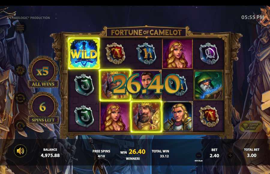 Landing 3 Or More Scatter Symbols In The Base Game On Fortune Of Camelot Video Slot Will Trigger The Free Spins Bonus Round