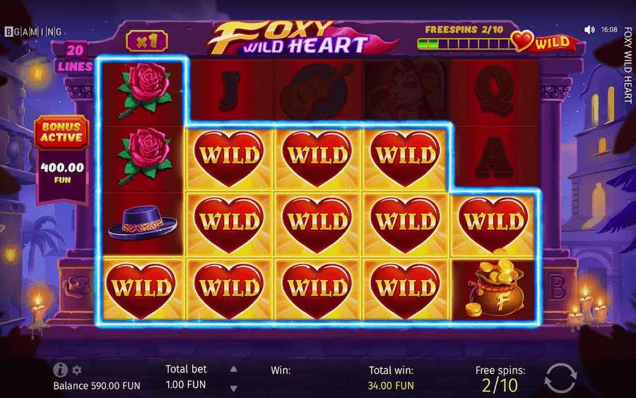 Land A Scatter Symbol On Reels 1, 3 And 5 To Trigger The Free Spins Feature On Foxy Wild Heart Video Slot