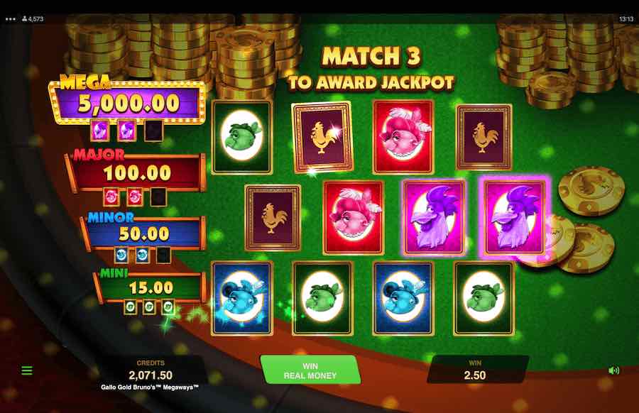 Gallo Gold Bruno's Megaways Slot Jackpot Bonus 