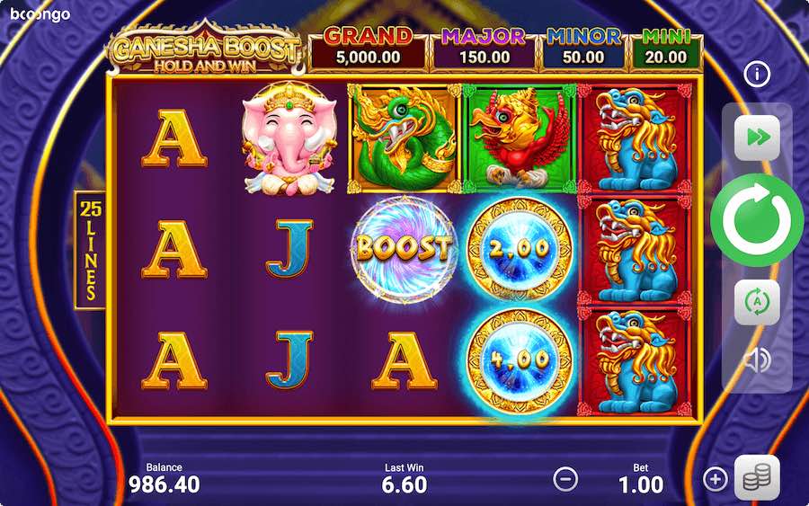 Land A Boost Symbol And All Monetary Values On The Reels Will Be Collected On Ganesha Boost Hold And Win Slot