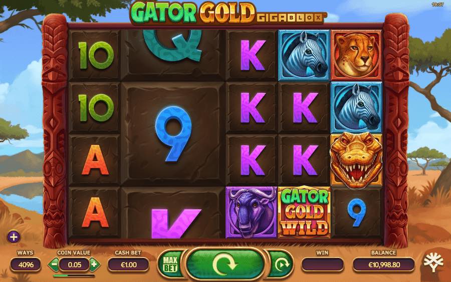 Play With 6 Reels, 4,096 Paylines, And Win Up To 20,000x Your Bet In Gator Gold Gigablox Online Slot From Yggdrasil Gaming