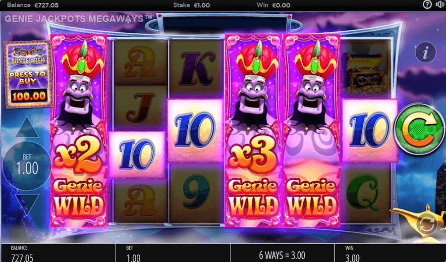 Randomly Trigger 4 Base Game Features In Genie Jackpots Megaways Slot