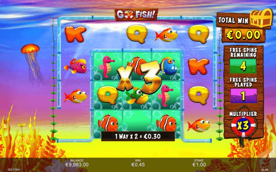 Spin In 3 Or More Of The Scatter Symbols To Trigger The Free Spins Feature On Go Fish Video Slot