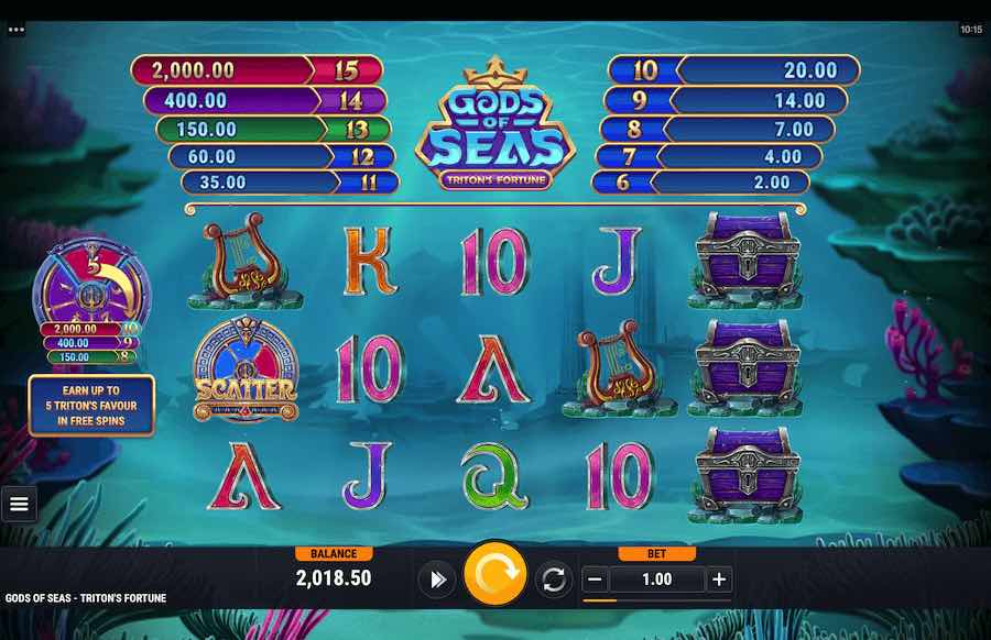 Win Up To 2,000x Your Bet In Across 20 Paylines In The God Of Seas Triton's Fortune Online Slot From Game Provider Foxium