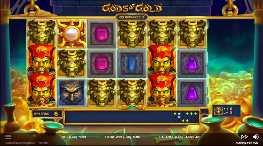 Every Free Spin Takes Place During The Bonus Feature On Gods Of Gold Infinireels Is Guaranteed To Be A Win