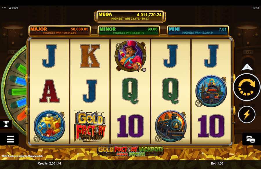 Win Huge Progressive Pots When Playing Gold Factory Jackpots Mega Moolah From Provider Microgaming