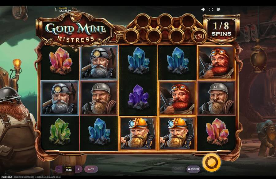 Gold Mine Mistress Slot Base Game