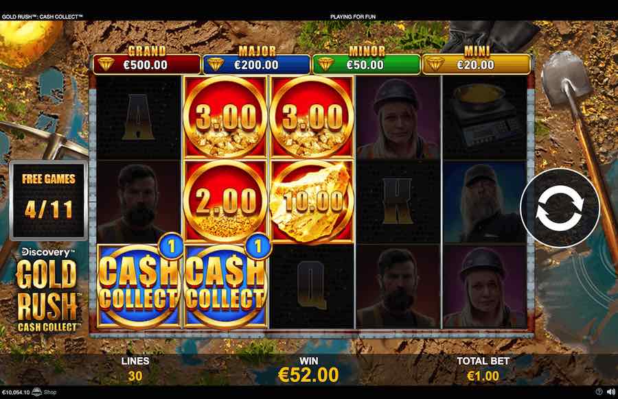 Gold Rush Cash Collect Slot Bonus Feature