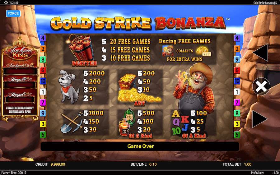 Paytable For Gold Strike Bonanza Slot