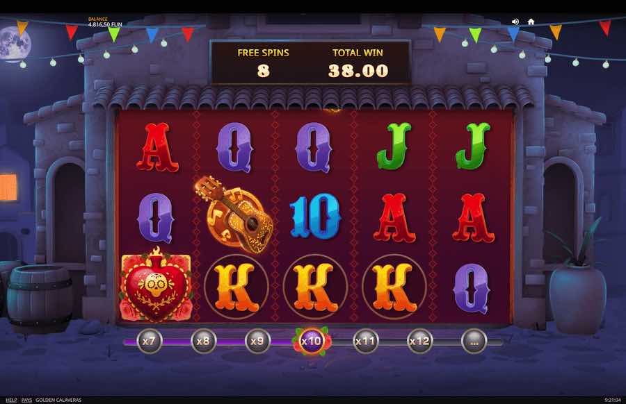 Land 3 Scatter Symbols To Trigger The Free Spins Feature On Golden Calaveras Video Slot