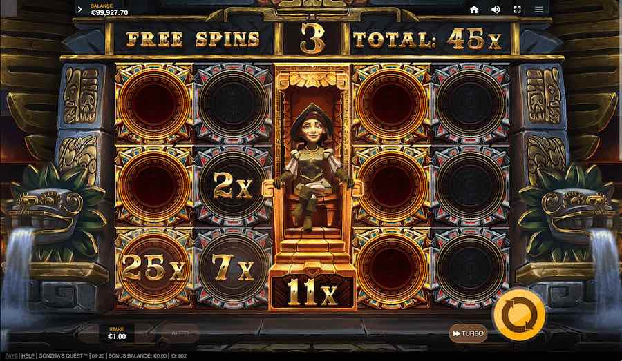 Land 3 Or More Stone Slab Scatters To Trigger The Free Spins Feature On Gonzita's Quest Video Slot