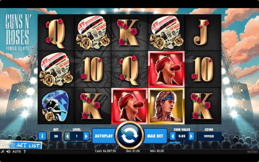 Play With 5 Reels, 20 Paylines, And Win Up To 1,250x Your Bet On Netent Gaming's Guns 'n Roses Online Slot