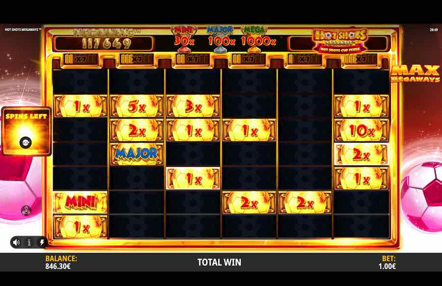 Hit 5 Or More Multiplier Amounts To Trigger The Respin Bonus On Hot Shots Megaways Video Slot