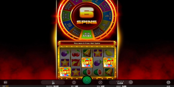 Play One Of 6 Bonus Features With Up To 15 Spins On Hot Spin Slot