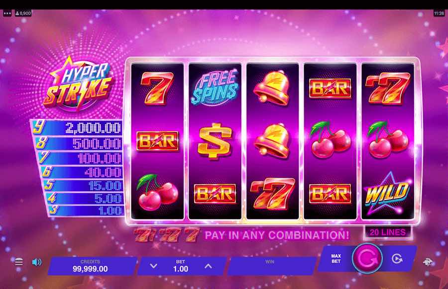 Win Up To 2,000x Your Bet Across 20 Paylines In The Hyper Strike Online Slot From Provider Gameburger Studios