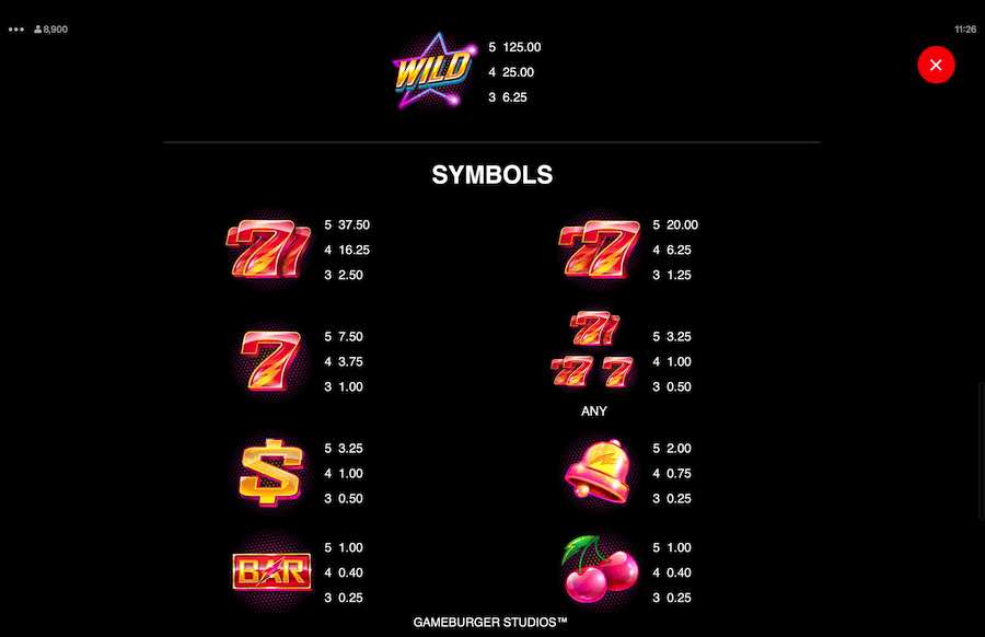 Paytable For Hyper Strike Slot