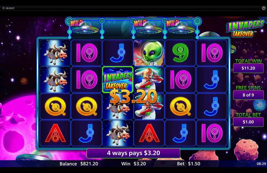 Invaders Takeover Free Spins Feature 