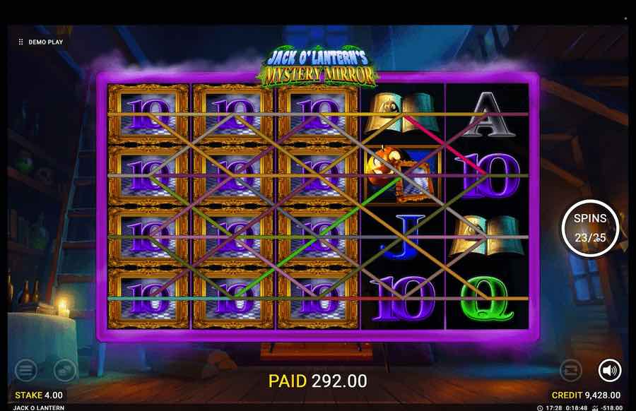 Land A Scatter Symbol On Reels 2, 3, And 4 To Trigger The Free Spins Feature On Jack O' Lantern's Mystery Mirror Video Slot