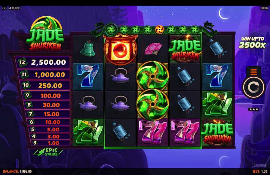 Win Up To 2,500x Your Bet In Jade Shuriken Online Slot From Game Provider Slingshot Studios