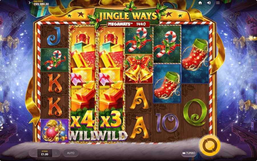 Full Reel Wild Multipliers Can Be Triggered Randomly In The Base Game And Free Spin Feature On Jingle Ways Megaways Slot