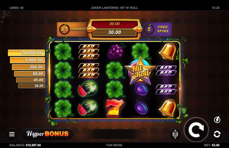 Win Up To 50,000x Your Bet Across 40 Paylines In The Joker Lanterns Hit 'n' Roll Online Slot From Developer Kalamba Games