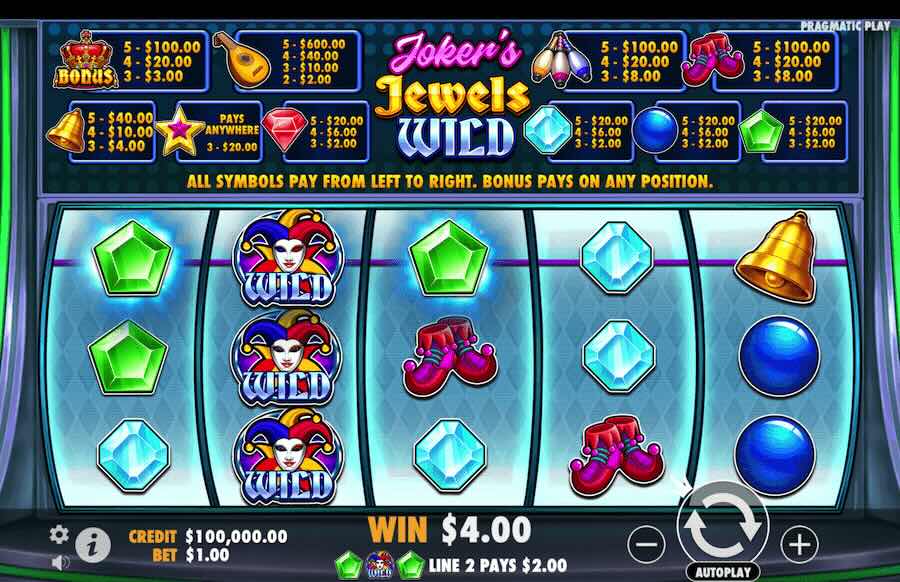 Joker's Jewels Wild Slot Bonus Feature