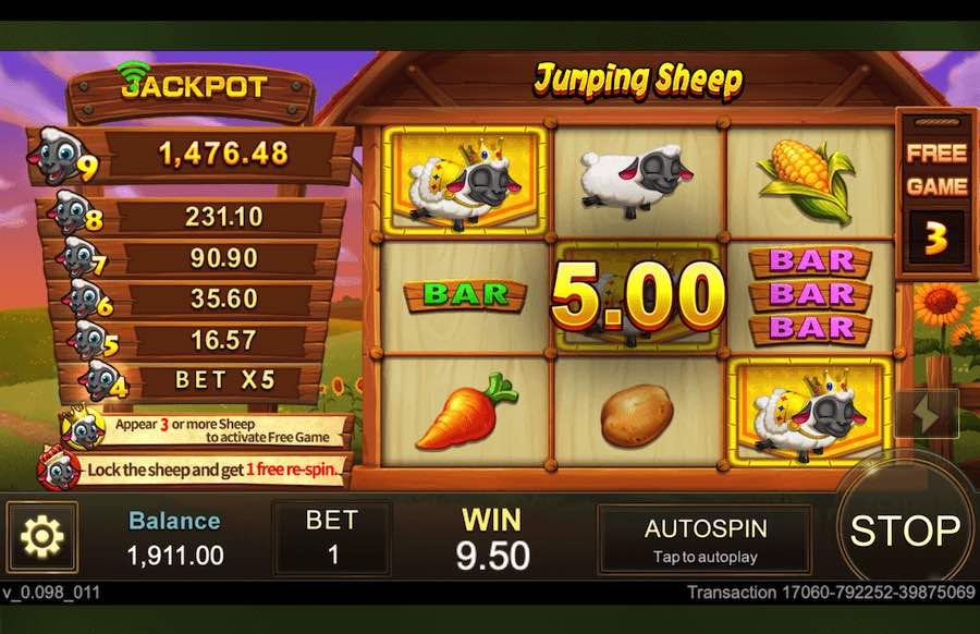 Jumping Sheep Slot Free Spins Feature 