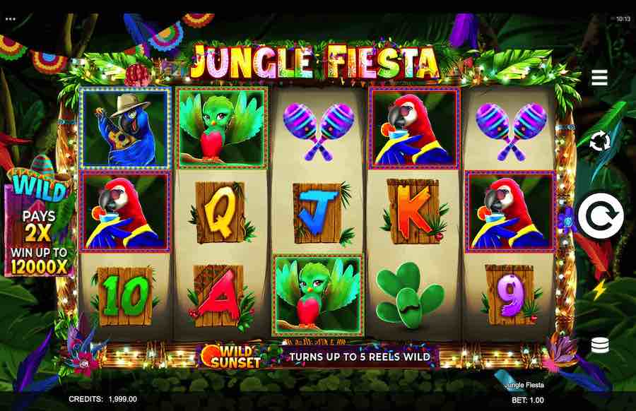 You Can Win Up To 12,000x Your Bet When Playing The Jungle Fiesta Online Slot From Provider Microgaming 