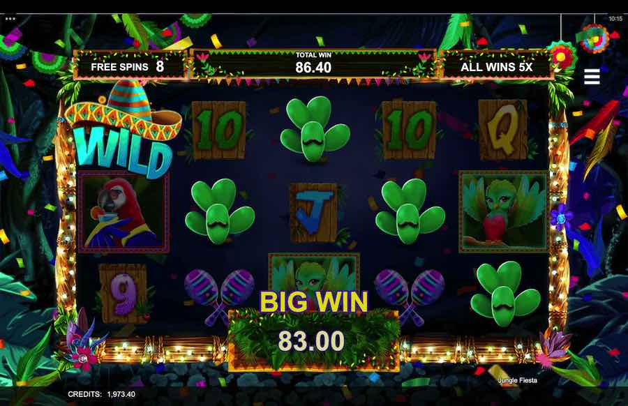 Hit Three Or More Scatter Symbols In The Base Game On Jungle Fiesta Video Slot And The Free Spins Feature Will Be Triggered 