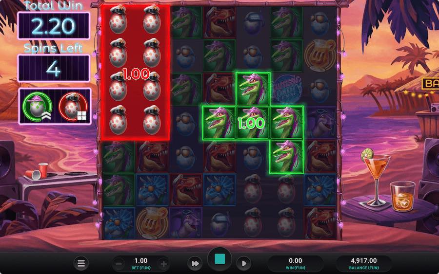 3 Scatter Symbols Landing In View Will Trigger The Free Spins Feature On Jurassic Party Video Slot