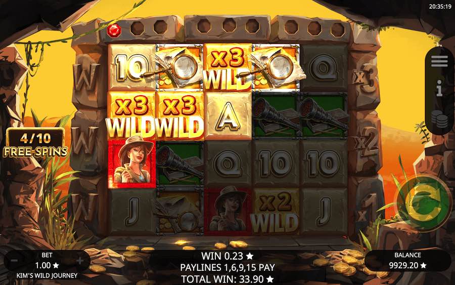 Land A Minimum Of 3 Scatter Symbols During The Base Game In Kim's Wild Journey Video Slot To Trigger The Free Spins Feature