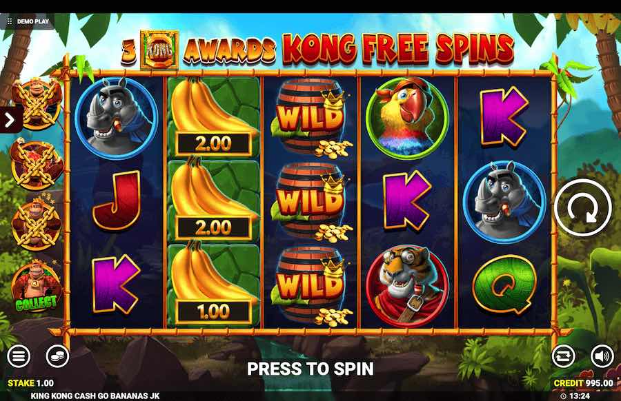 King Kong Cash Go Bananas Slot Base Game