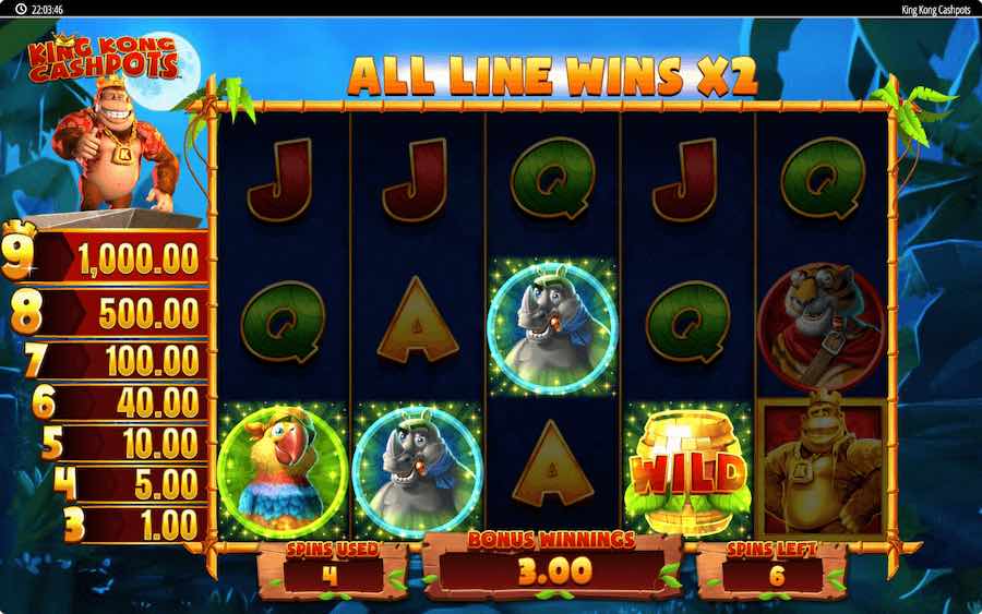 Play With Up To A 5x Win Multiplier During The Free Spins Feature On King Kong Cashpots Slot