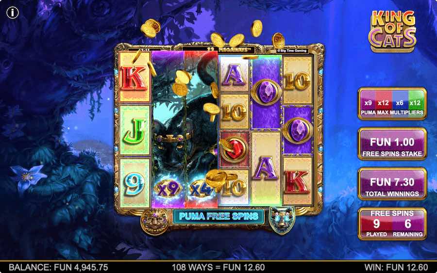 Play With Full Reel Wilds That Increase In Multipliers During The Puma Free Spins On King Of Cats Megaways