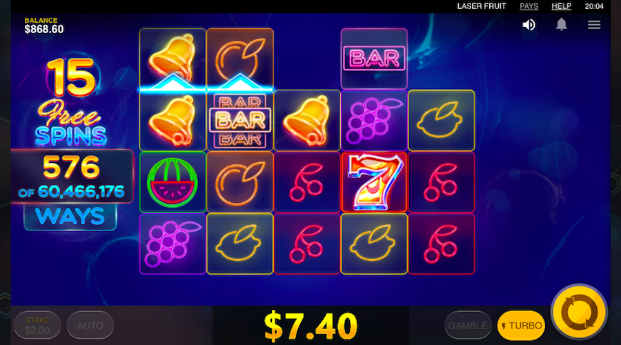 Laser's Can Once Again Hit The Reels During The Free Spin Feature On Laser Fruit