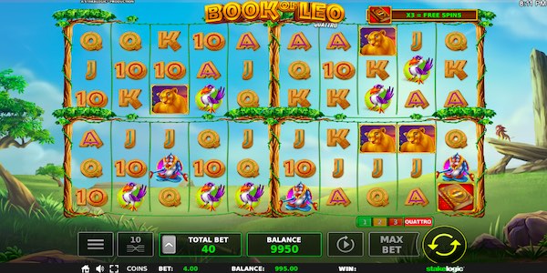 Up To Four Sets Of Reels Can Be Played At Once On Book Of Leo Quattro Slot